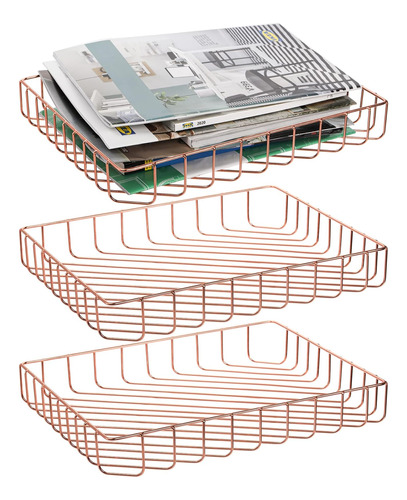 Okllen - Juego De 3 Bandejas De Alambre Para Archivos, Bande