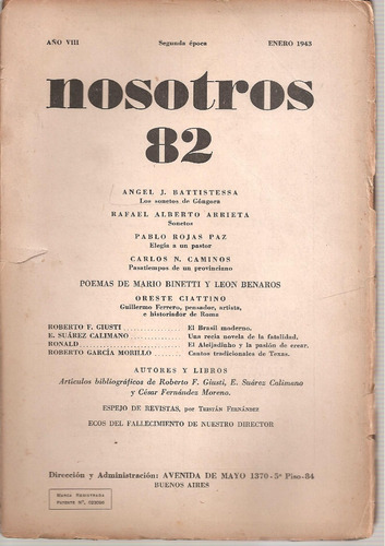 Revista Nosotros Nº 82 Segunda Epoca Enero 1943