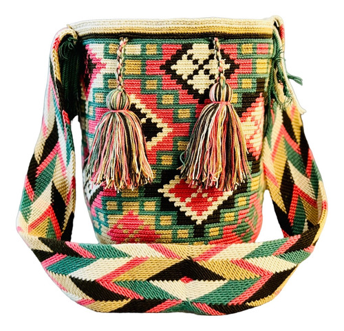 Bolsa Wayuu Diseño Tradicional Algodón Bandolera