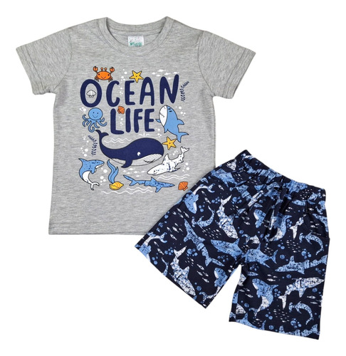 Conjunto Niño Playera Animales Del Océano Y Short