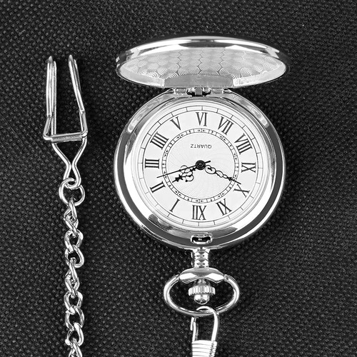 Reloj De Bolsillo Smooth Alloy Steel Quartz Roman Con Cadena Color