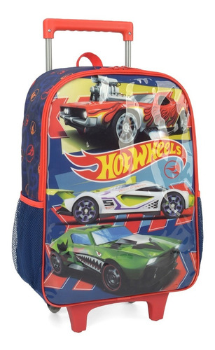 Kit Mochila Lancheira Escolar Menino Rodinhas Hotwheels