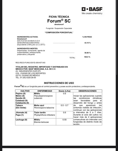 Forum Fungicida Para Vegetales Dimetomorf Basf 1l