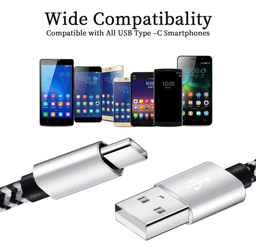 Qqlike Usb Tipo C Cable, 5 Pack (6ft) Nylon Braided 3a Fa...