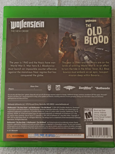 Wolfenstein Two Pack The New Order The Old Blood Xbox One