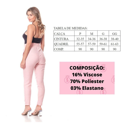 Imagem 6 de 6 de Calça Joguer Feminina Cintura Alta Tecido Confortável Cordão