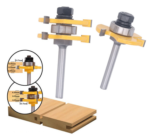 2 Fresas Madera Toma 1/4 Pulgada Para Ensamble Fresadora