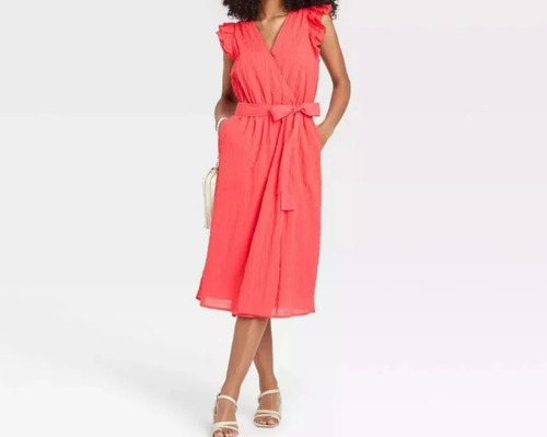 Maxivestido Talla S,marca A New Day,color Salmon,98% Algodon