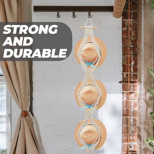 Perchero De Macramé Para Colgar Sombreros De Pared