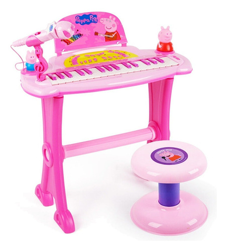 Piano Peppa Pig + Soporte + Micrófono + Asiento + Usb El Rey