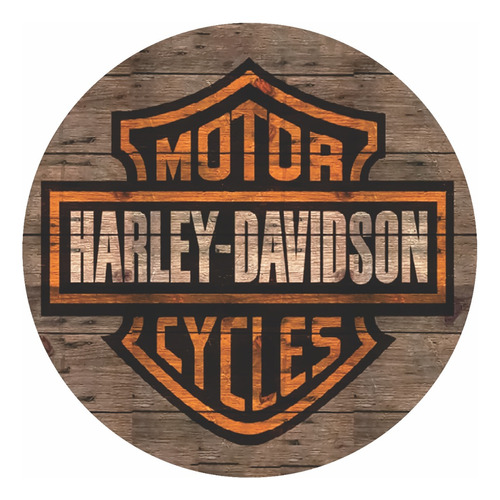 Placa Harley Davidson Redonda Mdf Decoração Motocicleta 45cm