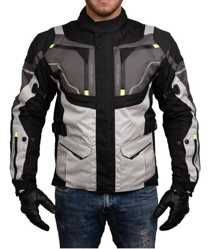 Chaqueta Para Moto Armad Gear Nordik Gris Maxdura Impermable