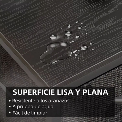 Escritorio De Madera Reversible En L Con Estantes Led Luces