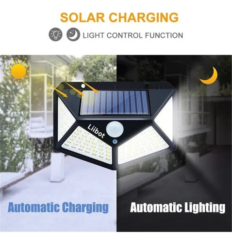 Imagen 8 de 10 de Focos Exteriores 100 Led Solar X5 + 1 Gratis Luz Fija Sensor