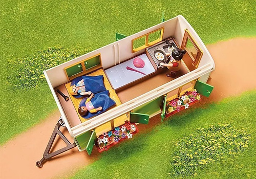 Figura Armable Playmobil Caravana Campamento De Ponis 149 Pc