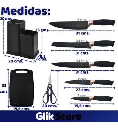 Set Untensillos Cocina Silicona Cuchillos 19 Piezas Completo