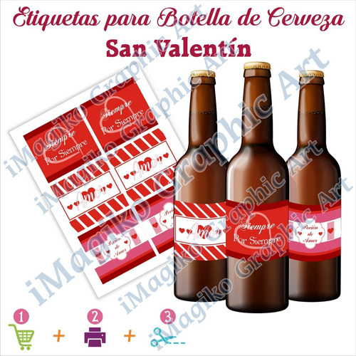 Etiqueta Botella Cerveza Imprimible San Valentín Texto Perso