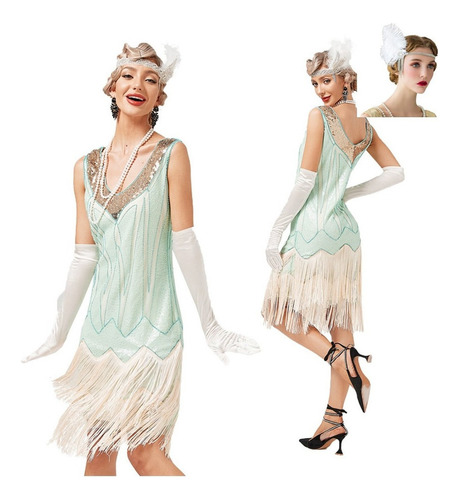 Vestido De Fiesta Gatsby Vintage Con Flecos De Lentejuelas