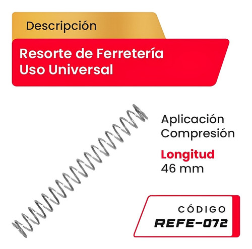 Resorte Uso Universal Aplicacion Compresion De 46mm Refe-072
