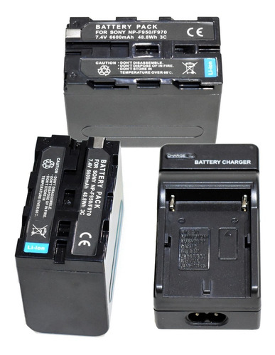 Imagen 3 de 10 de Cargador 220v + 2 Baterías Np-f950/970 P/ Iluminador Aro Led