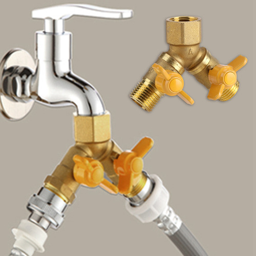 . Adaptador De Manguera De Doble Grifo De Latón G1/2 For