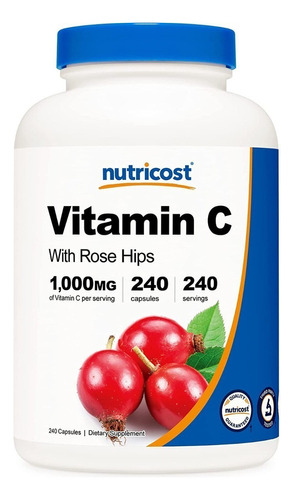 Vitamina C Con Escaramujo 1025mg Nutricost 240 Capsulas