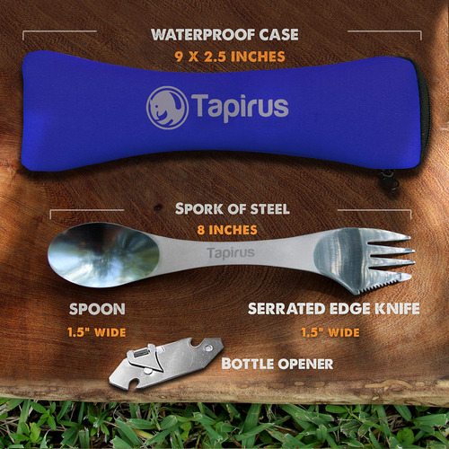 Set De 5 Utensilios De Acero Inoxidable Spork Duraderos Y A