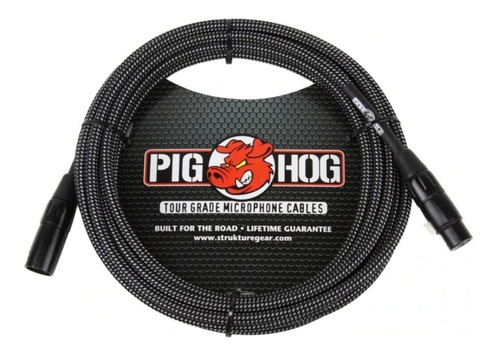  Cabo Pig Hog Woven Para Microfone 6 Metros Preto/branco, Xl