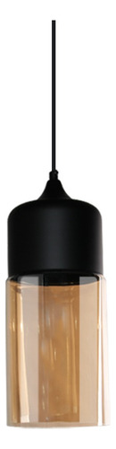 Lampara De Techo Colgante Retro Vidrio Color Ámbar Con Negra