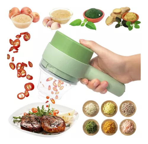 Triturador Elétrico Portátil Pique Rale Triture Recarregável Cor Verde-claro 127/220v