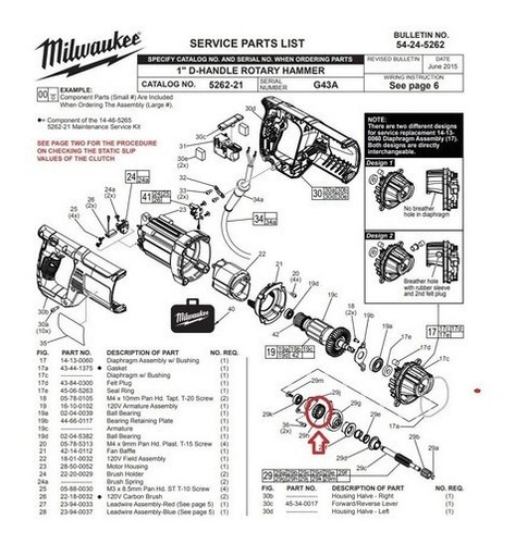 Imagen 3 de 5 de Engrane Para 5262-21 Milwaukee 32750027
