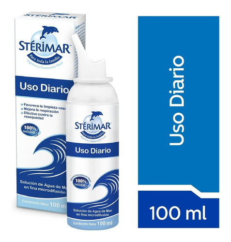 Solución De Agua De Mar Sterimar Uso Diario Evase De 100ml Color BLANCO CON AZUL