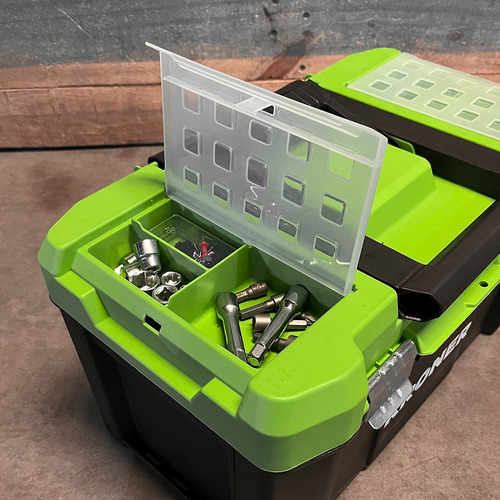 Carro Porta Herramientas Caja 3 Cuerpos Profesional Kroner Color Verde lima