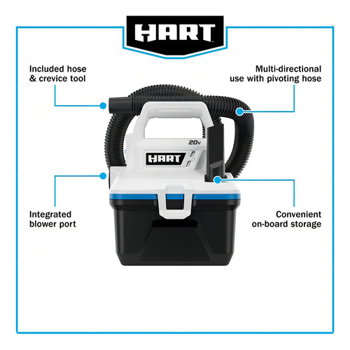 Hart Aspiradora Para Mojado/seco De 3.78 Litro Sin Batería Color Blanco