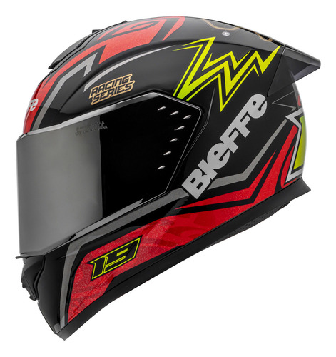 Capacete Bieffe B-12 Qtr Preto Vermelho Com Viseira Colorida Cor Preto/vermelho Tamanho Do Capacete 62