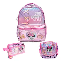 Comprar Kit Mochila Minnie Pop Rosa Oficio Lonchera Cartuchera