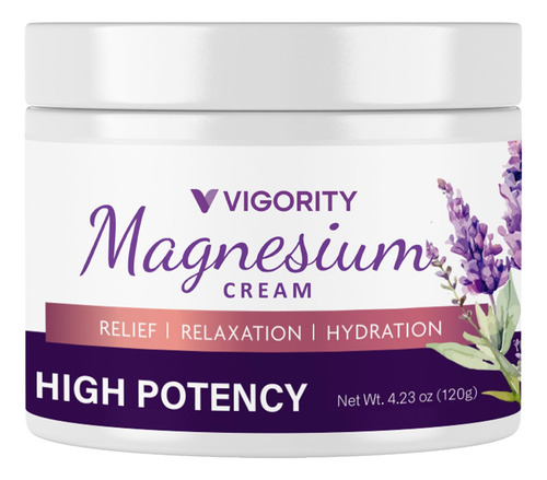 Creme de magnésio Vigority Loção de magnésio 125 ml com Lav
