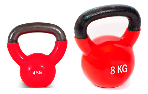 Set Combo Pesa Rusa Goma Vinílica 4 Y 8 Kg Para Ejercicio