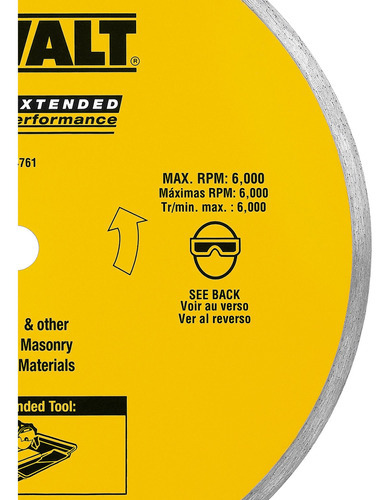 Disco Diamante 10 Rin Continuo Dewalt Dw4761 Color Amarillo