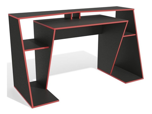 Mesa Gamer 1,45m  Preto Fosco/vermelho Mdf Kappesberg