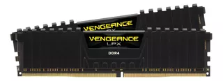 Memoria RAM Vengeance LPX gamer color negro 32GB 2 Corsair CMK32GX4M2E3200C16