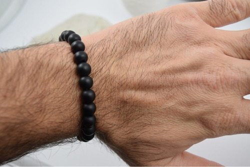Pulsera Ónix Protectora Energía Positiva Negra Ajustable Negra 45.72 Cm 18 Cm