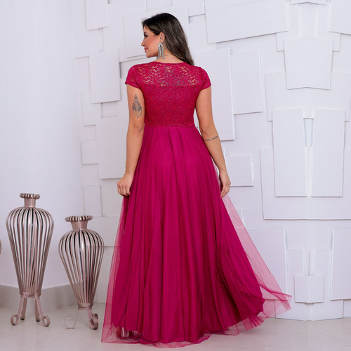 Vestido Festa Marsala Ombro A Ombro - Madrinha Luxo