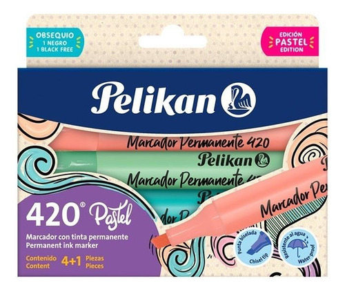 Marcadores Permanentes Pastel Pelikan 420 Pack X 5 Unidades