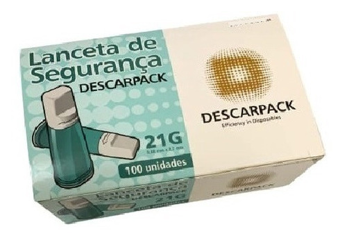 Lanceta de Segurança 21G Descarpack com 100 Unidades Cor Verde claro