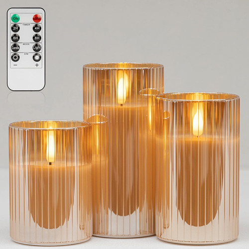 Angelloong Glass Led Flameless Candles Battery Operated W...