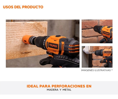 Box Rotomartillo Con Led / Atornillador Inalambrico Y Puntas Color Naranja