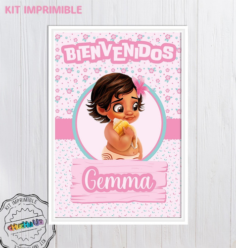 Kit Imprimible Cumpleaños Moana Bebe Personalizado