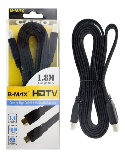 Cabo Hdmi Flat 1.4 Com 1,8 Metros Cabo Hdmi 1.4 3d Full Hd 