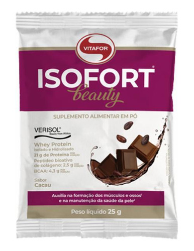 Kit 6 Isofort Beauty Whey Protein Cacau Vitafor 25g